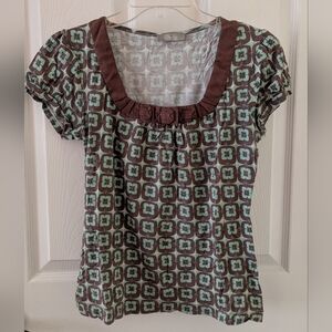 European Deby Debo Stylish Brown and Green Women's Top